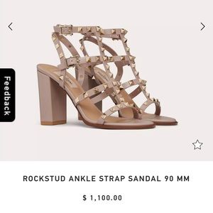 Valentino Rockstud Ankle Strap Sandal 90mm